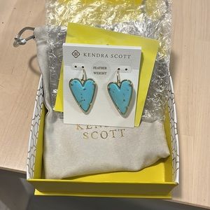 Kendra Scott Turquoise Ansley Gold Heart Earrings